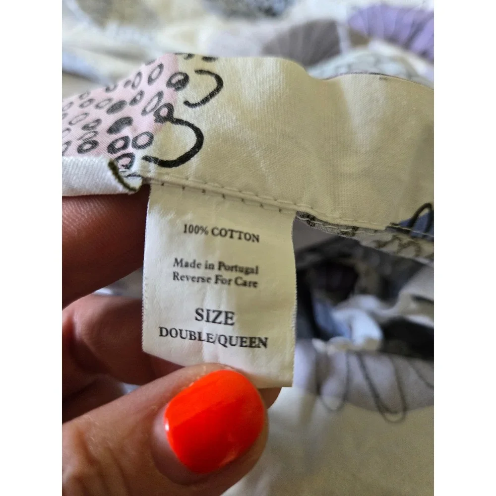 Garnet Hill Double Queen Duvet Cover Set Purple Blue Floral Cotton